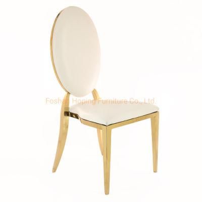 Gold Wedding Banquet Chair Dining Room Set for 8 Factory Supply Oval Back Stainless Steel White Wedding Dining Furniture Living Room Chairs