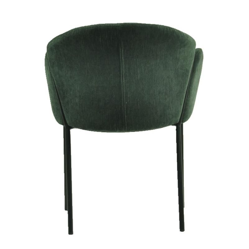 Modern Army Green Ring Back Fabric Armrest Dining Chair