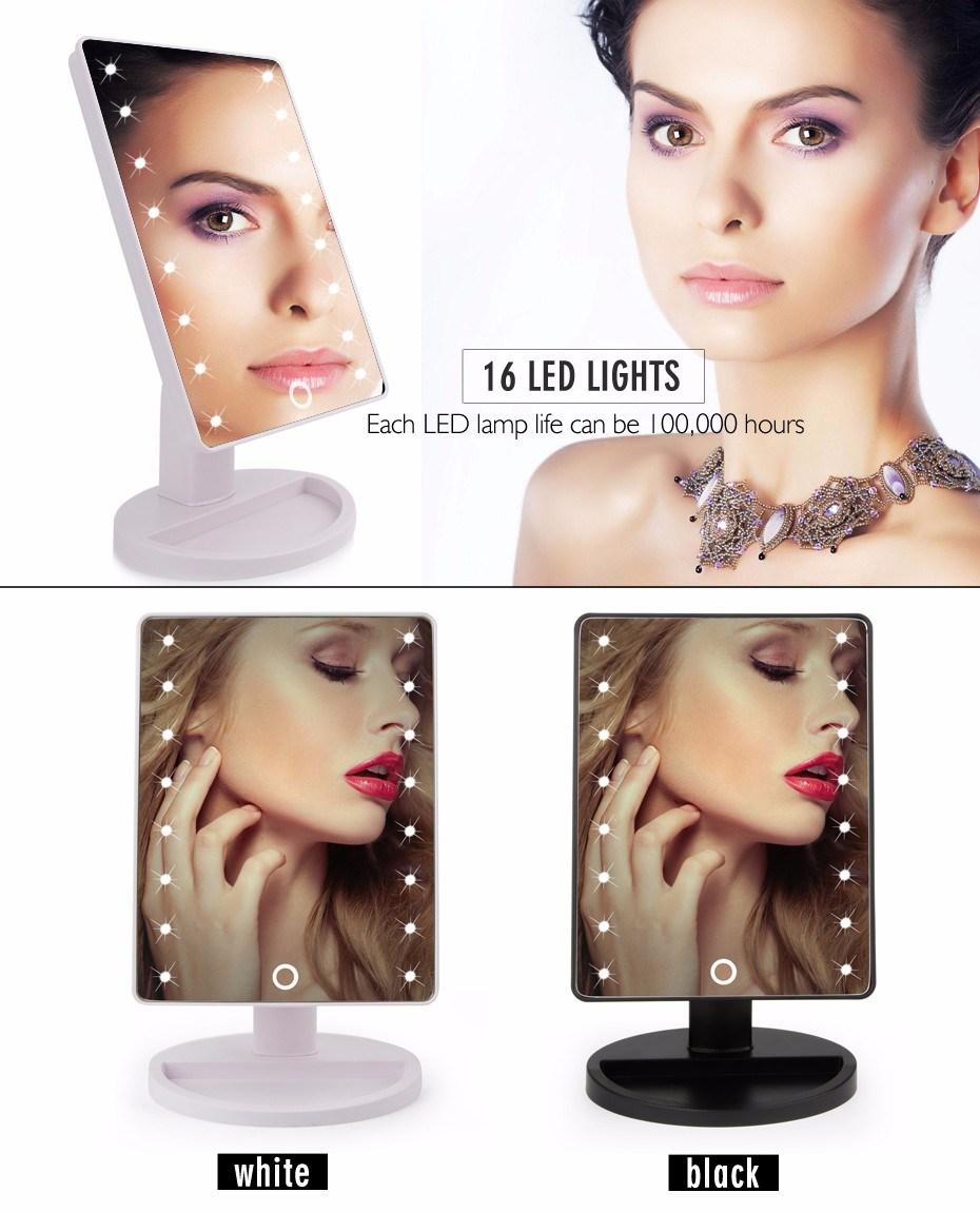 LED Professional Beauty Cosmetic 16/22 Lights Touch Screen Makeup Mirror