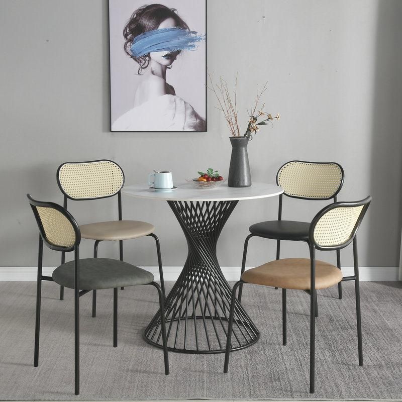 Home Outdoor Living Room Chair Rattan Backrest Retro Chair Fashion Restaurant Coffee Dining Chair