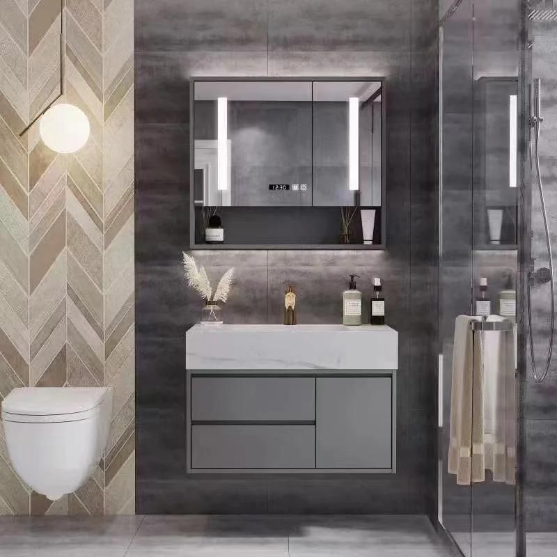 Light Luxury Rock Plate Bathroom Cabinet Modern Simple Toilet Wash Wash Face Hand Basin Cabinet Combination Bathroom Intelligent Mirror