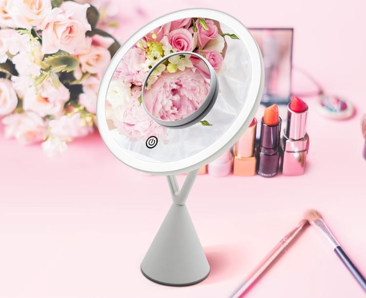 New Style 5X Magnifier Touch LED Round Table Makeup Mirror