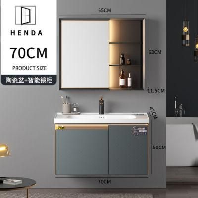 Modern Luxury Style Intelligent LED Light Mirror Ceramic Sink Bathroom Vanity