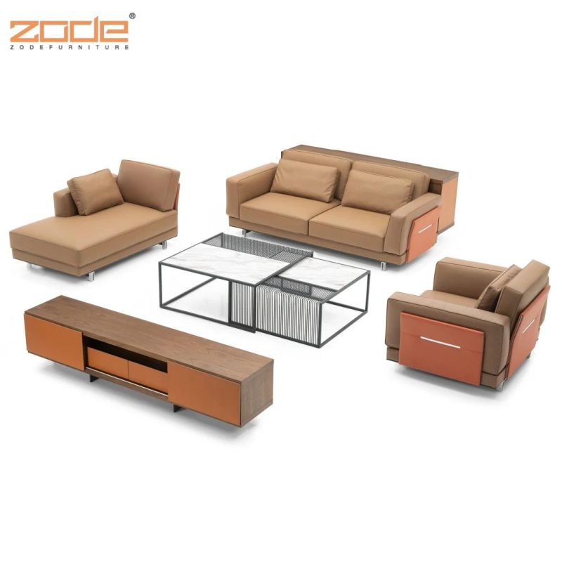 Zode Factory Wholesale Leather Sectional Sofa Modern European Style Living Room Sofa