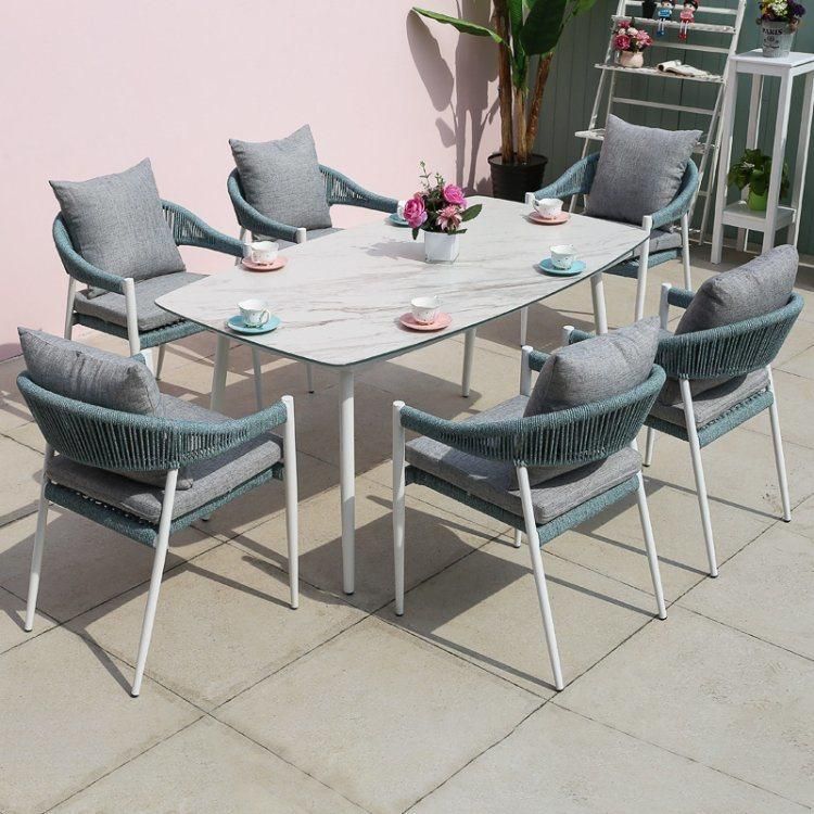 Wholesale Modern Style Outdoor Furniture Garden Dining Set Hotel Aluminum Table Round Square Rattan Furniture for Restaurant