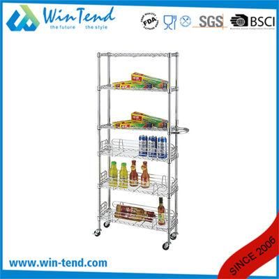 6 Tiers Kitchen Cart Metal Chrome Trolley Adjustable Shelving