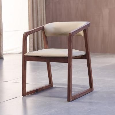 Italian Classic Design Wood Dining Chair with Fabric Cushion Hotel Armchair