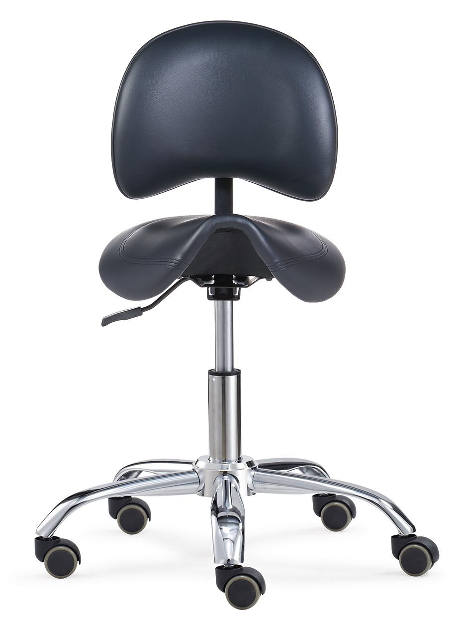 Adjustable Height Ergonomic Saddle Seat Rolling Dental Stool with Adjustable Back & Tilt Seat