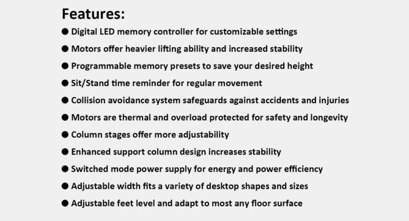 Dual Motor 3 Stage Height Adjustable Table Electric Sit Stand Lifting Desk for Office