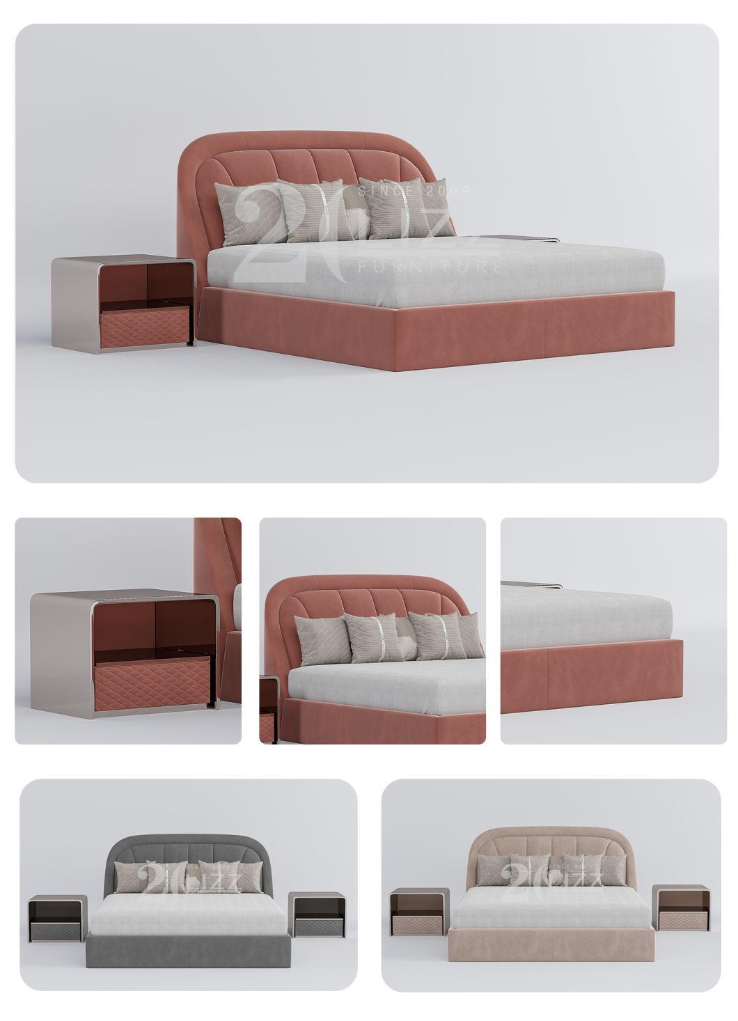 Hot Selling Modern Style Home Hotel Furniture Medium Headboard Fabric Luxury Bedroom Bed