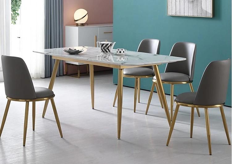 Modern Decoration Design Special Shape Metal Furniture Legs Marble Dining Table