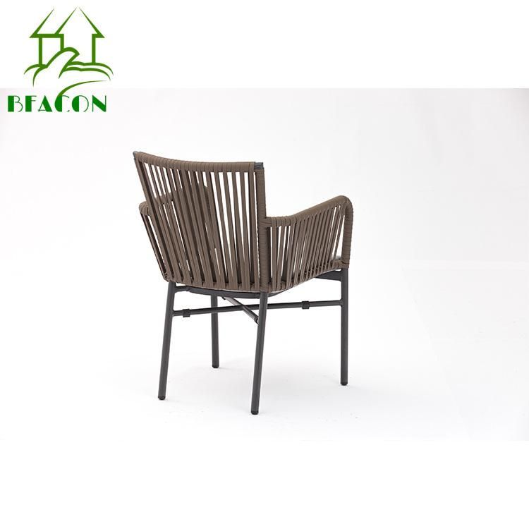 Stackable Modern Commercial Restaurant Aluminum Outdoor Rope Dining Chair