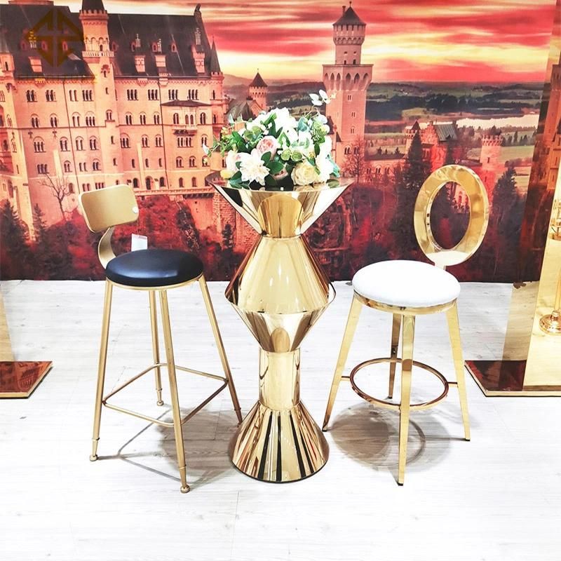 Modern Style Hotel Pub Gold Stainless Steel Frame High Metal Bar Stool