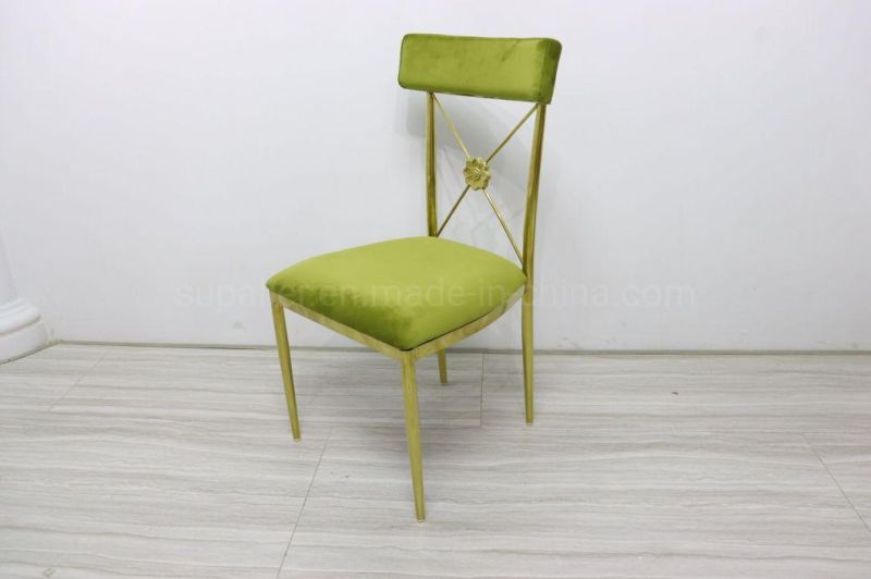 Luxury Gold Stainless Steel Velvet Cover Wedding Chair for Sale