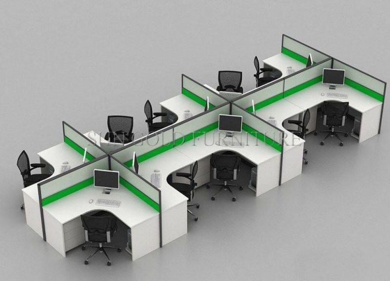 (SZ-WSL313) Four Person Wooden Desk Modular Office Partition with File Cabinet