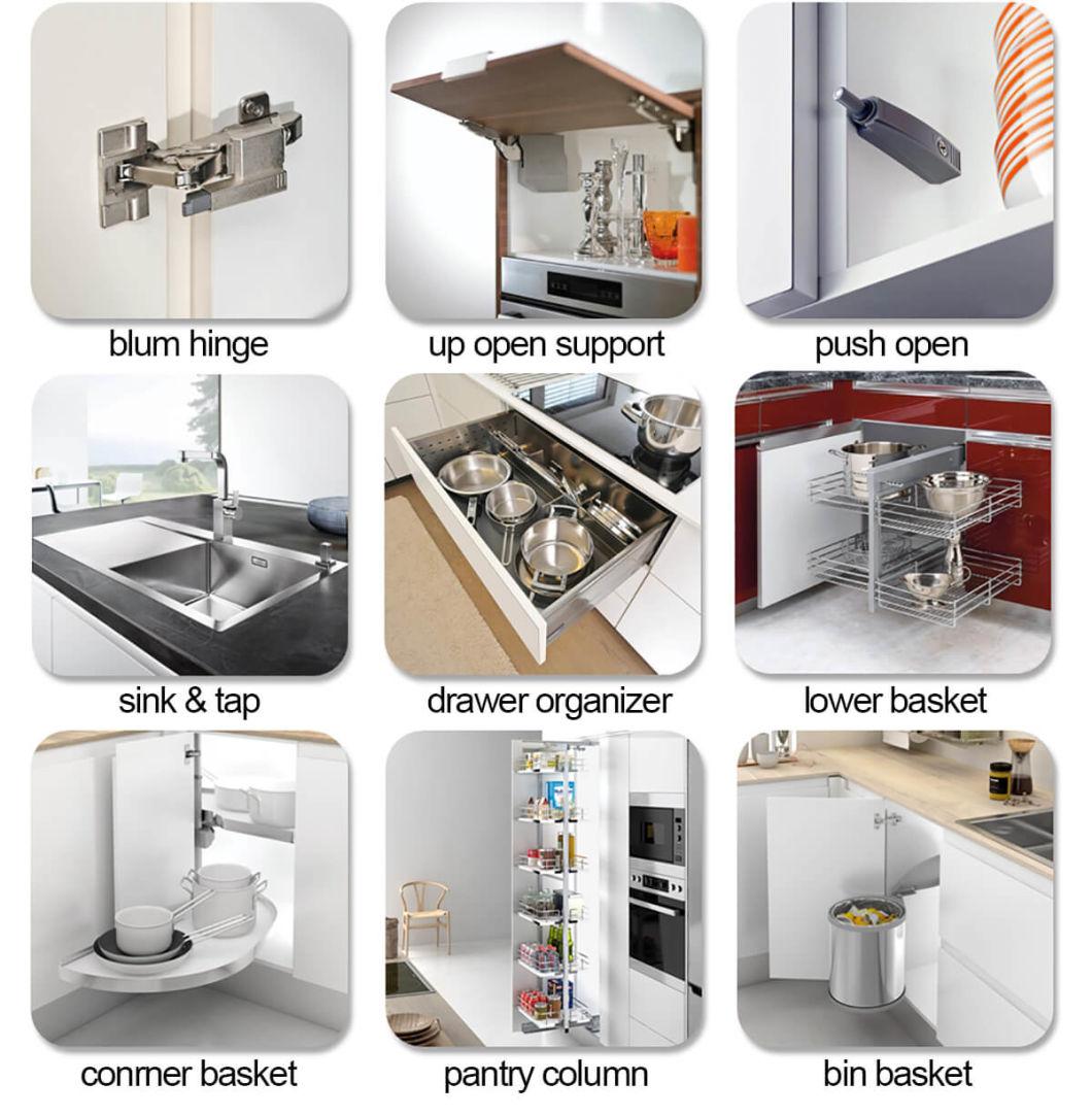 PA High Gloss Acrylic Dish Dryer Cabinet Kjario Fittings Cheap Modular Design Modern Single Kitchen Cabinet
