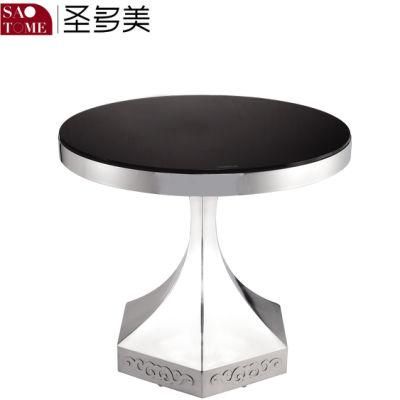 Hot Selling Dining Table Stainless Steel 201 Polished Tempered Glass Round Dining Table