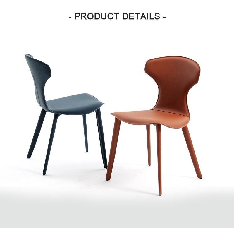 Wholesale Grey Saddle Leather Upholstered Modern Leisure Dining Chairs with Metal Legs