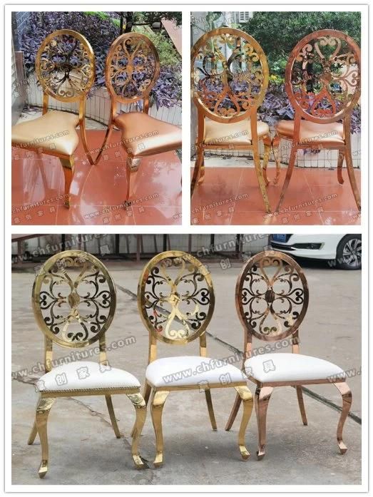 Chair Wedding White Throne Stainless Steel Chair, Golden Banquet Modern Dining Chair Yc-Ss43