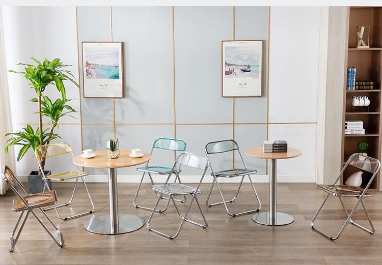 Hot Sale Leisure Restaurant Furniture Vintage Transparent Acrylic Folding Dining Metal Chair