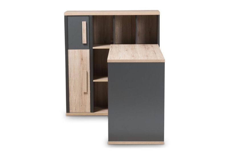 Modern Desk with Built-in Shelf Unit