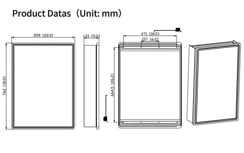 Black Wood Framed Wall Aluminum Alloy Waterproof Medicine Cabinet Northern Europe Storage Hanging Cabinet with Single Door for Toilet Kitchen Aluminum Bathroom