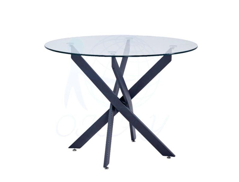 Modern Furniture Dining Table with Transparent Tempered Glass Stainless Steel Chrome Legs Hotal Dining Table