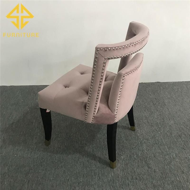 Modern Luxury Home Restaurant Furniture Pink Velvet Dining Chair