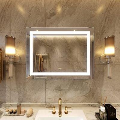 Modern Bathroom Wall Mounted Smart LED Mirror with Time Display and Bluetooth