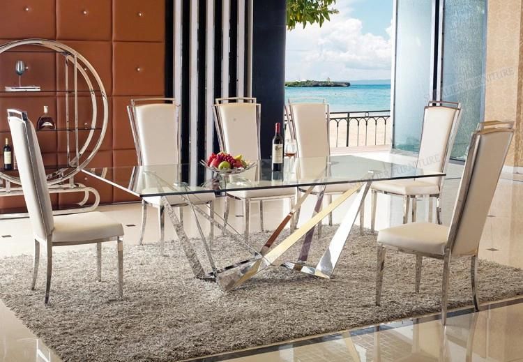 Dining Room Furniture Clear Glass Top Dining Table with Chair