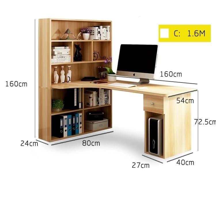 Modern Child Wooden Bookcase with Study Table Set Computer Desk Customized