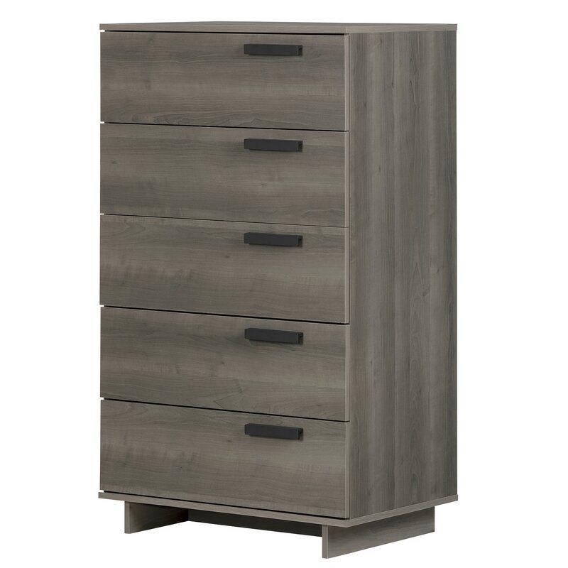 Classic Furniture Coffee Table Wooden Cabinet Gray Wash 5 Drawer Double Dresser Sideboard for Bedroom