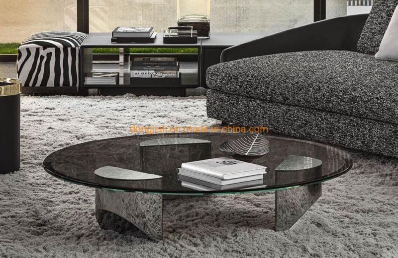 Modern Glass Living Room Coffee Table Round