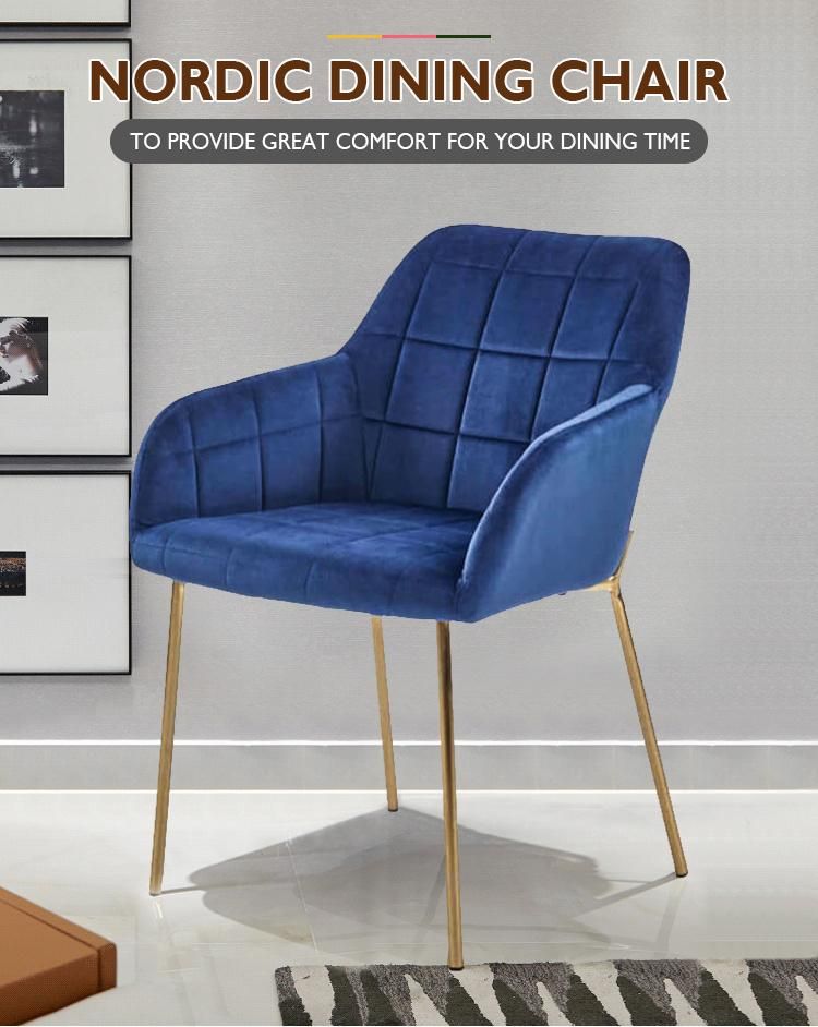 Living Room Blue Black Gold Velvet Dining Chair Modern Dark Dining Chairs Velvet White Velvet Gold Legs Dining Chairs for Home Furniture