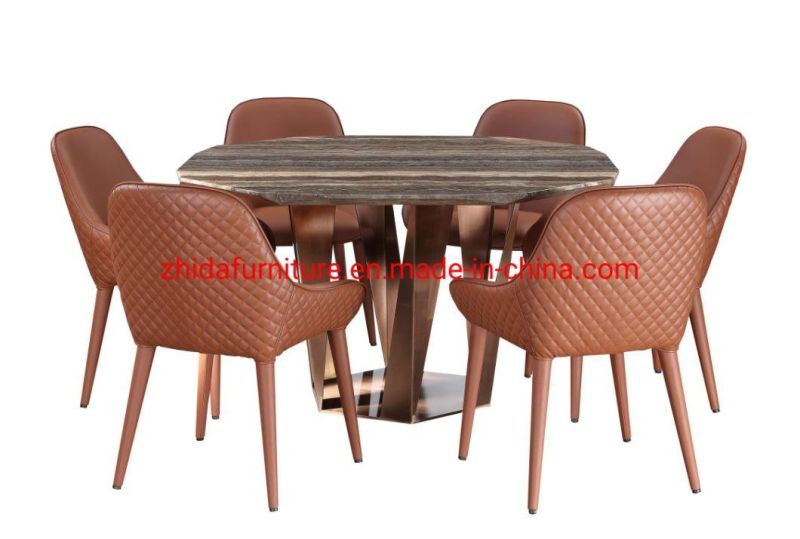 Modern Furniture Home Marble Top Dining Table for 5 Star Hotel