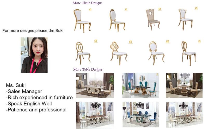 Rental Fancy Gold Stainless Steel Wedding Chair for Restaurant and Banquet with Oval Back