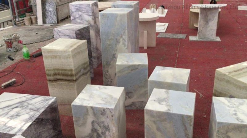 Modern Bedroom Natural Marble Pedestal Display Stone Side Tables