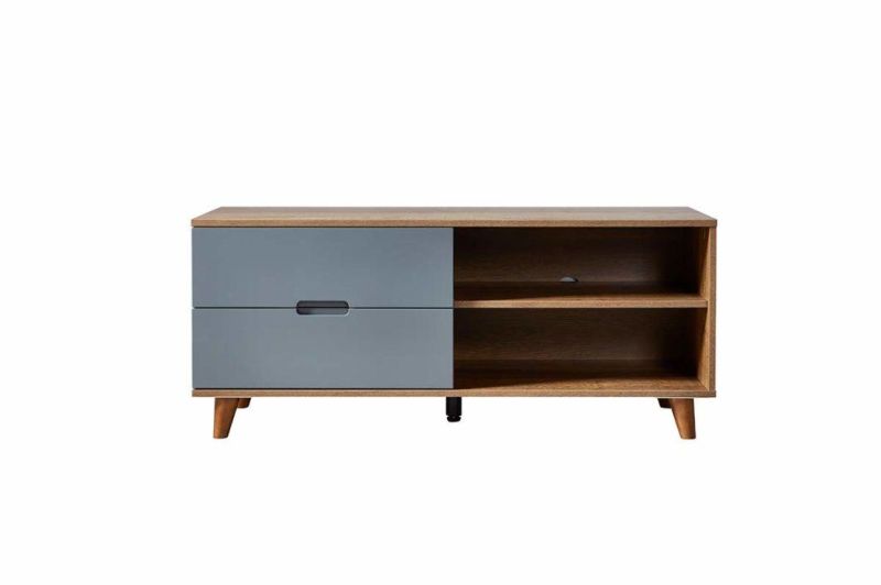 MID-Century Modern TV Stand for Tvs up to 46 Inch Flat Screen Wood TV Console Media Cabinet with Storage, 2 Grey Painted Drawers