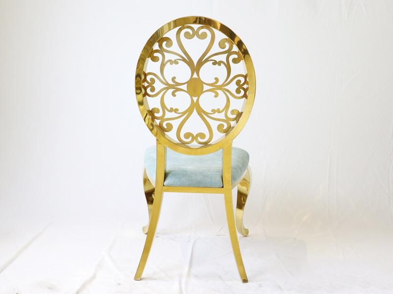 Wholesale Event Furniture Banquet Chair with Gold Metal Back Decoration