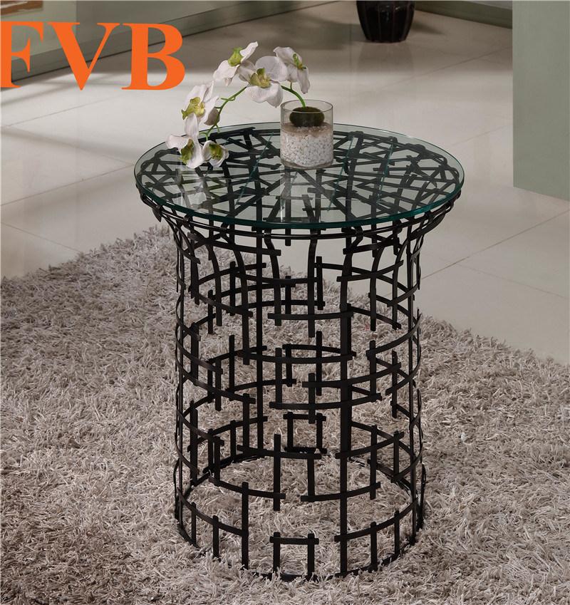 Black Stainless Steel Frame Tables with 10mm Tempered Glass Top for Home