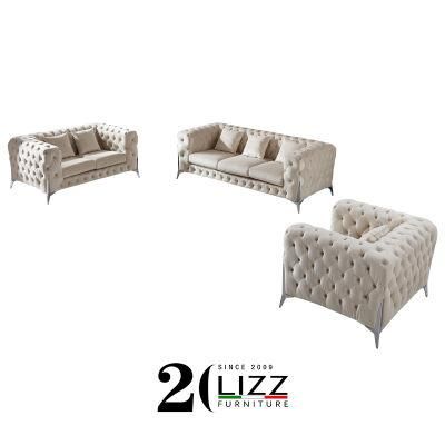 American Home Modern Chesterfield Leisure Velvet Fabric Sofa Set