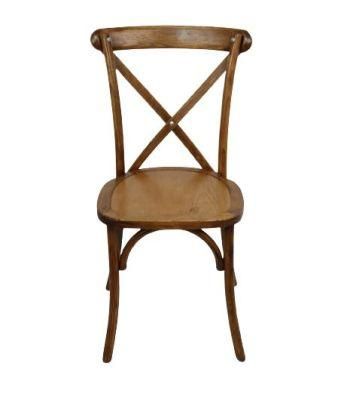 Hotel Furniture Stackable Solid Wood Cross Back Chair for Wedding Event