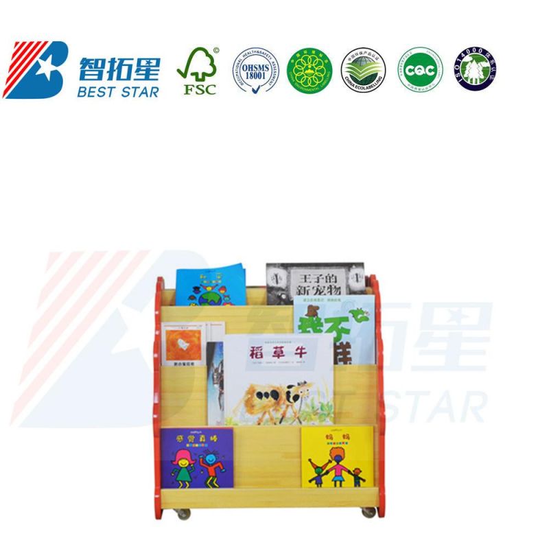 Kindergarten and Preschool Furniture, Cartoon Kids Bookcase, Cartoon Book Storage Cabinet, School Library Book Rack, Wood Display Children Storage Bookshelf