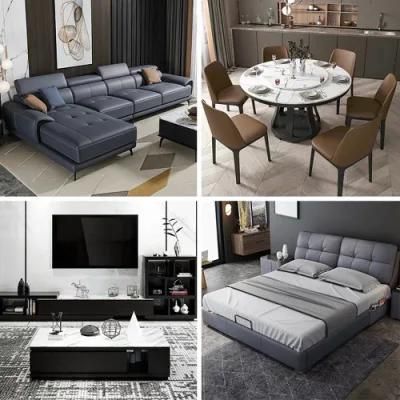 Chinese Modern Fabric Leather Corner Sofa Hotel Lobby Home Living Room Furniture