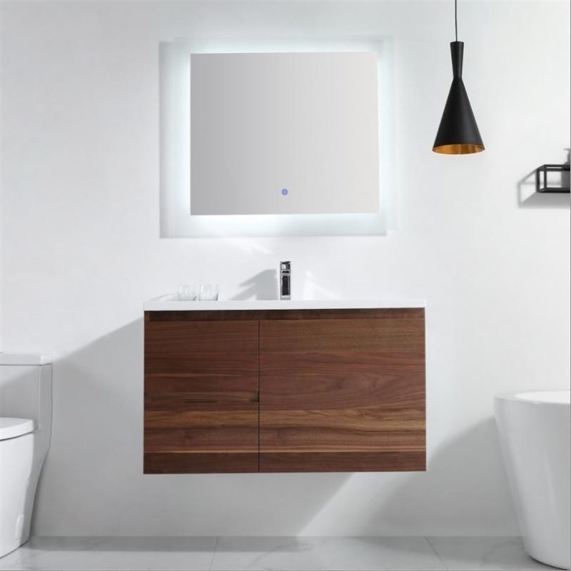 Modern Style White PVC Bathroom Vanity with Single Sink & Simple Hingers Bathromm Cabinet