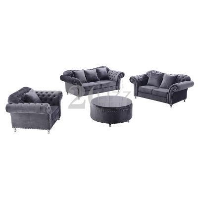 European Design Living Room Furniture Fabric Chesterfield Sofa Set