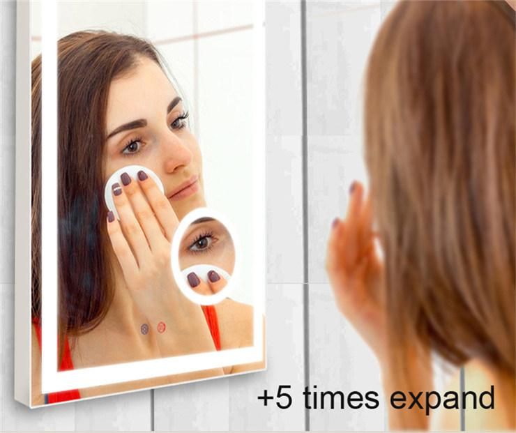 Anti-Foggy Smart LED Bathroom Mirrors with 5X Magnifying Mirror Inside