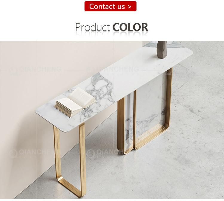 Luxury Marble Console Table Entryway Hallway Italian Modern Marble Console Table with Gold Stainless Steel Modern Console Table