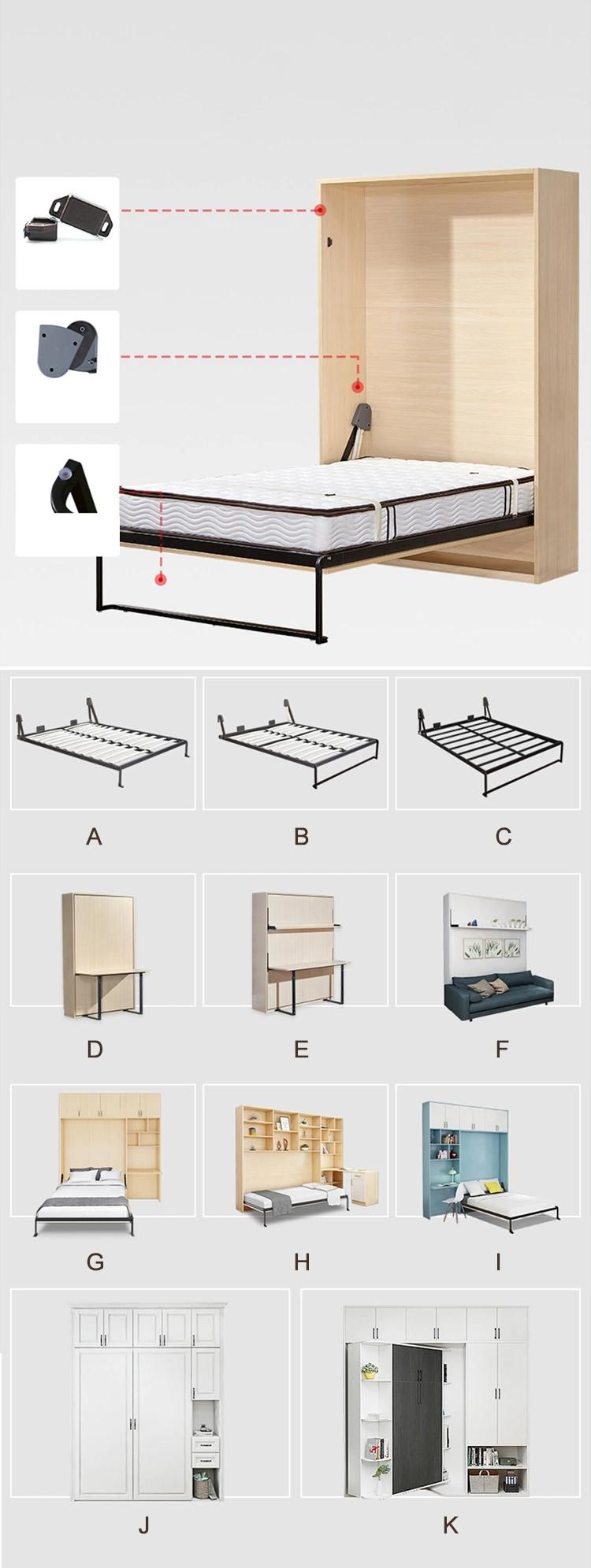 Multi-Functional Invisible Storage Wall Folding Combination Wardrobe Bookcase Space-Saving Murphy Bed for Small Apartment