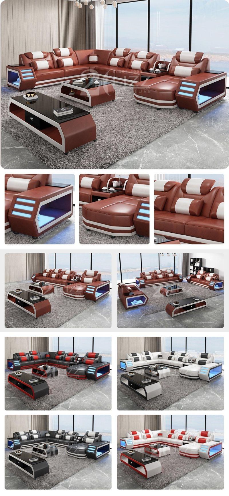 High Quality Sectional Living Room Furniture Corner Modern Leather Sofa